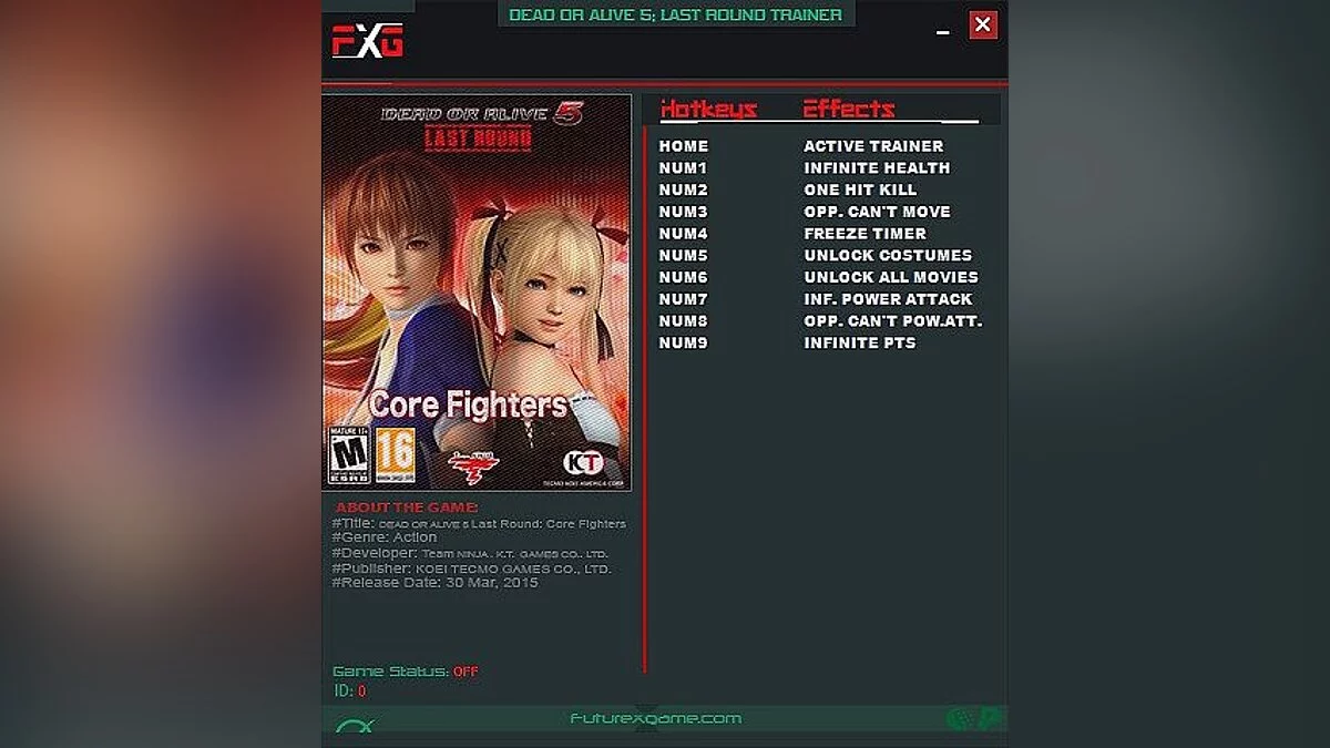 Dead or Alive 5: Last Round — Трейнер / Trainer (+9) [1.10C] [FutureX]