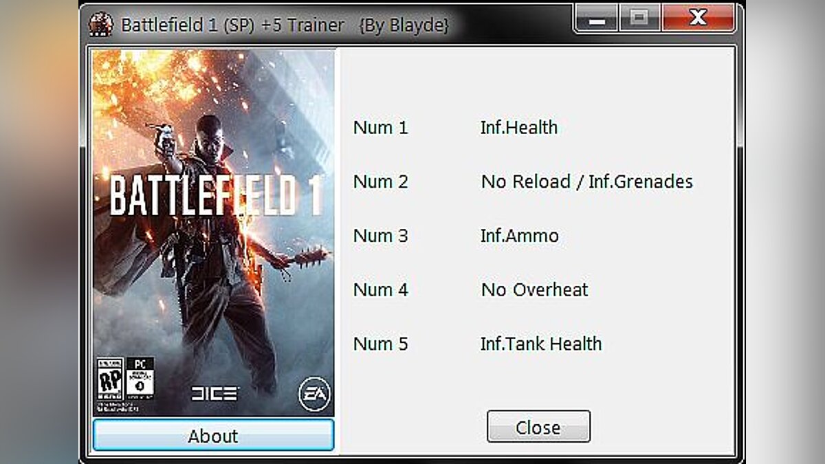 Battlefield 1 — Трейнер / Trainer (+5) [1.0.47.30570] [Blayde]