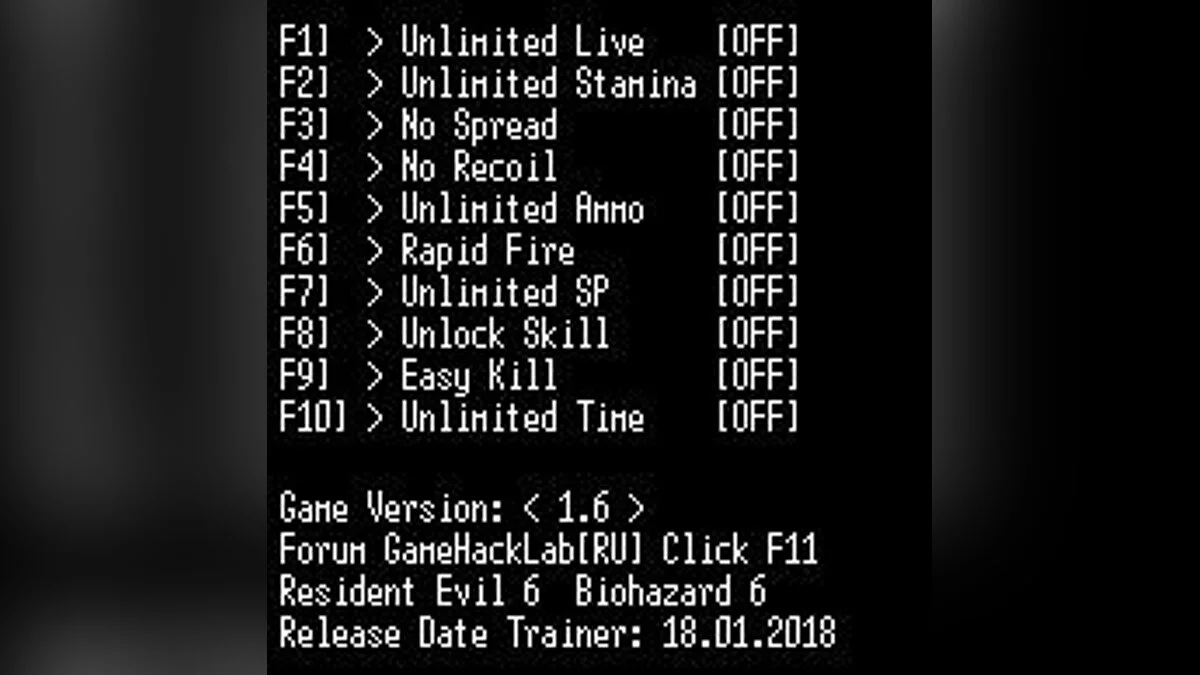Resident Evil 6 — Трейнер / Trainer (+10) [1.6 Steam] [LIRW / GHL]
