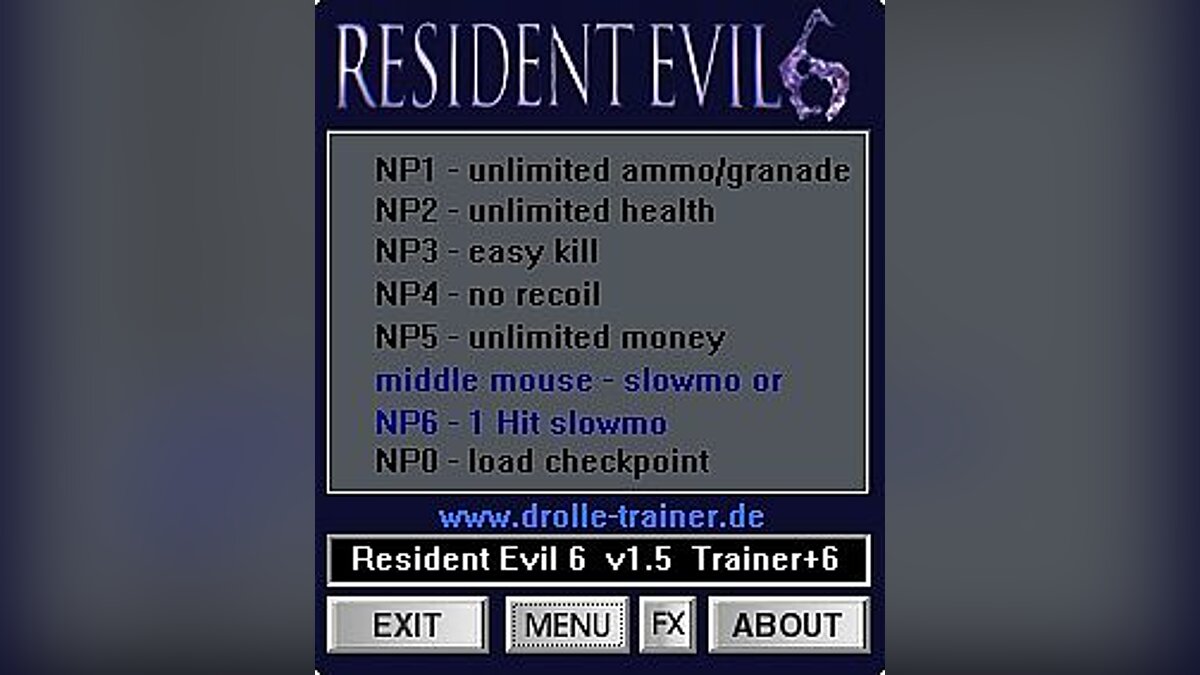 Resident Evil 6 — Трейнер / Trainer (+6) [1.5] [dR.oLLe]