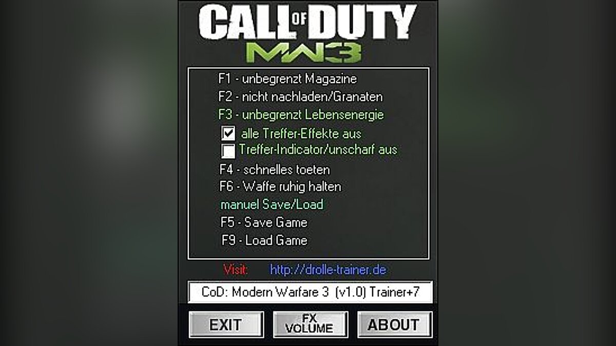 Call of Duty: Modern Warfare 3 (2011) — Трейнер / Trainer (+7) [1.0] [dr.olle]