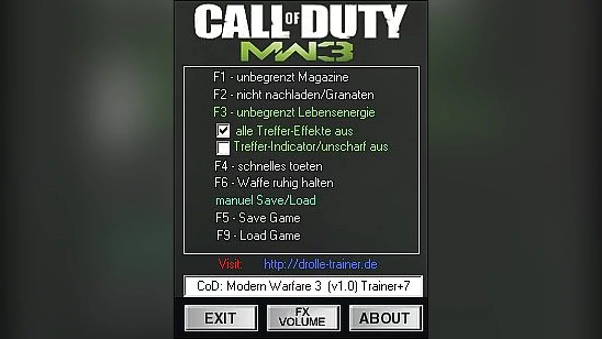 Call of Duty: Modern Warfare 3 (2011) — Трейнер / Trainer (+7) [1.0] [dr.olle]