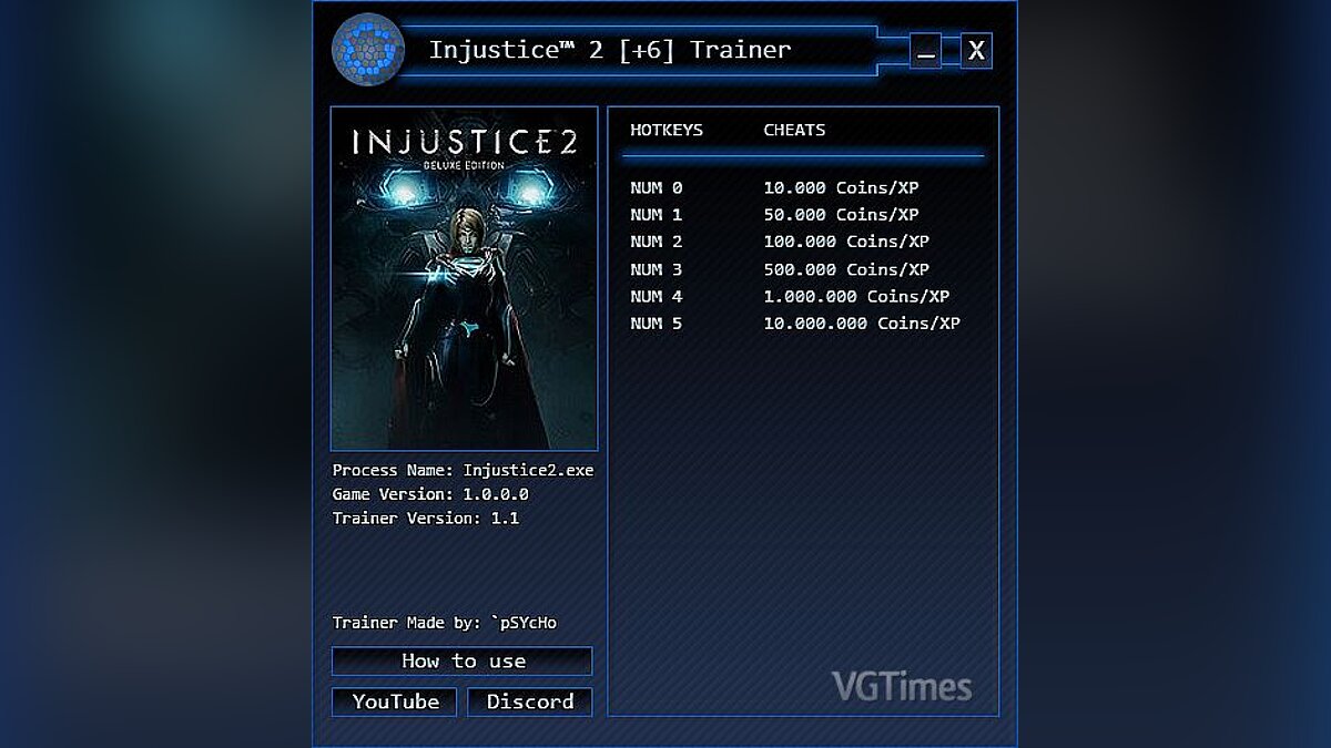 Injustice 2 — Трейнер / Trainer (+6: Coins / XP) [1.1] ['pSYcHo]