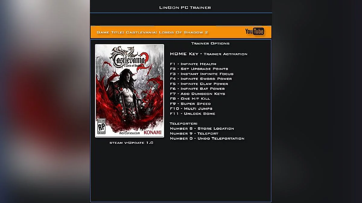 Castlevania: Lords of Shadow 2 — Трейнер / Trainer (+13) [1.0] [LinGon]