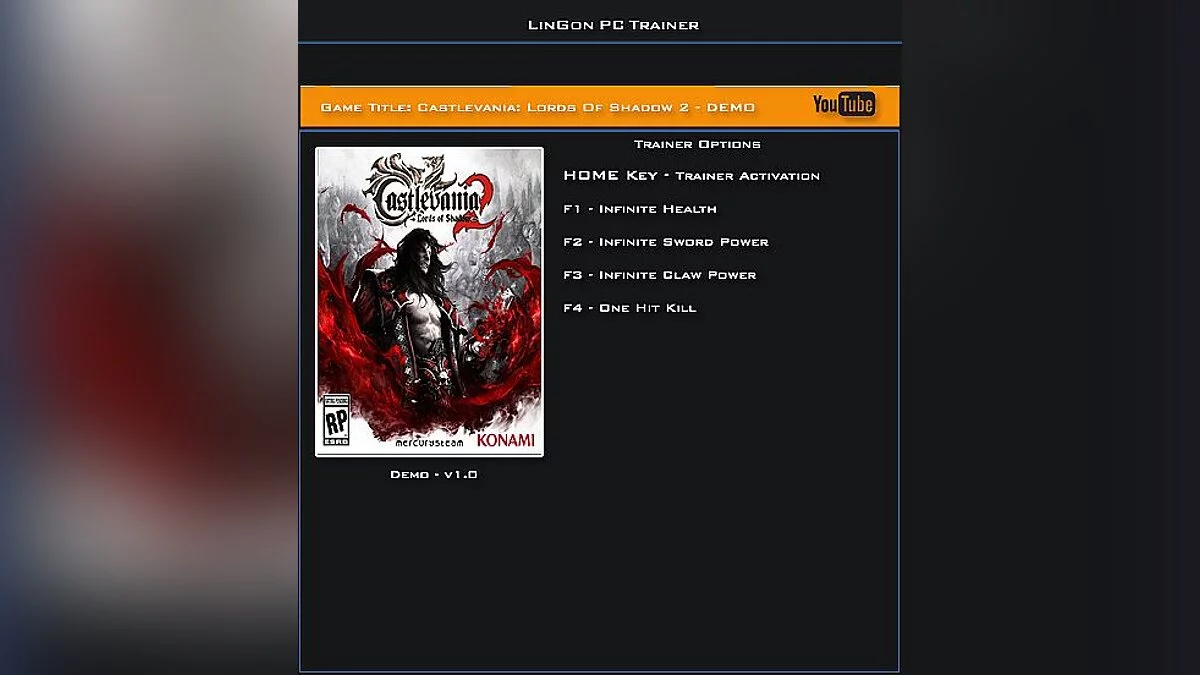 Castlevania: Lords of Shadow 2 — Трейнер / Trainer (+4) [1.0] [LinGon]