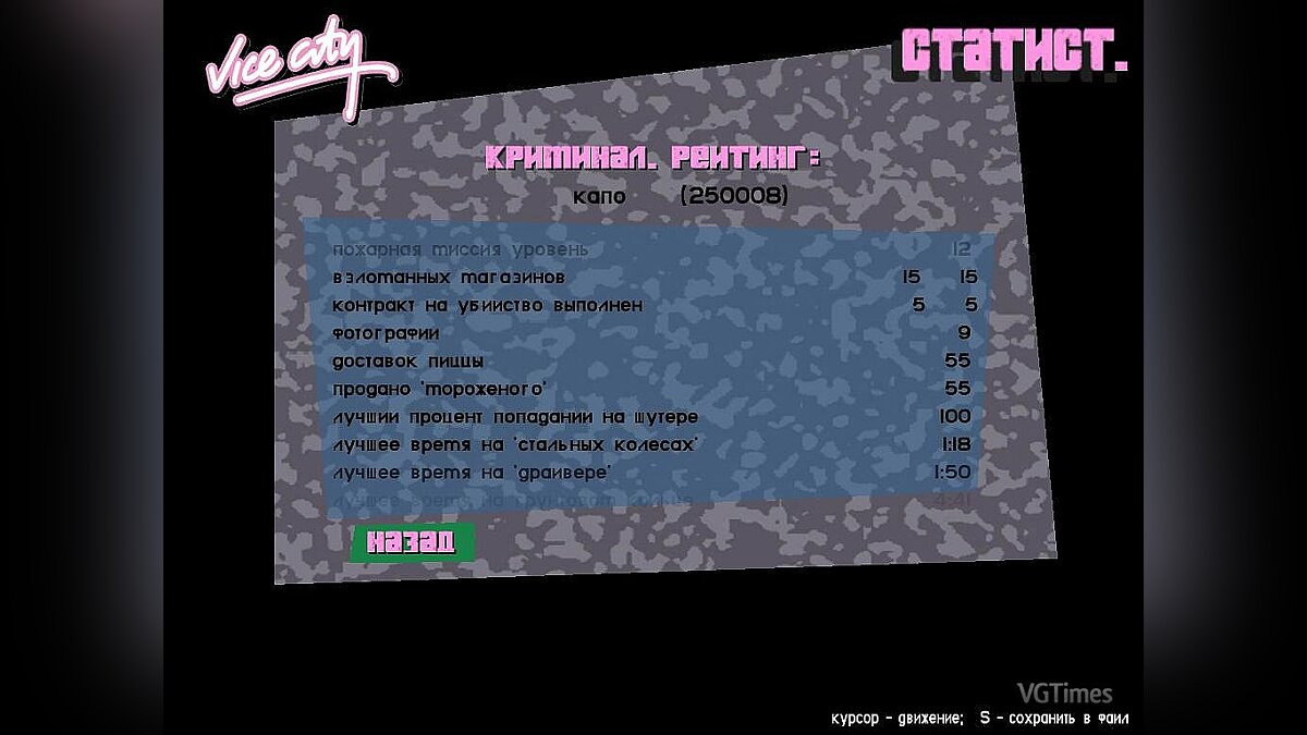 Grand Theft Auto: Vice City — Сохранение / SaveGame (Почти Идеальное  пошаговое 100% прохождение без провалов и повторений миссий, смертей,  арестов и с уникальным транспортом) / Сохранения / Читы