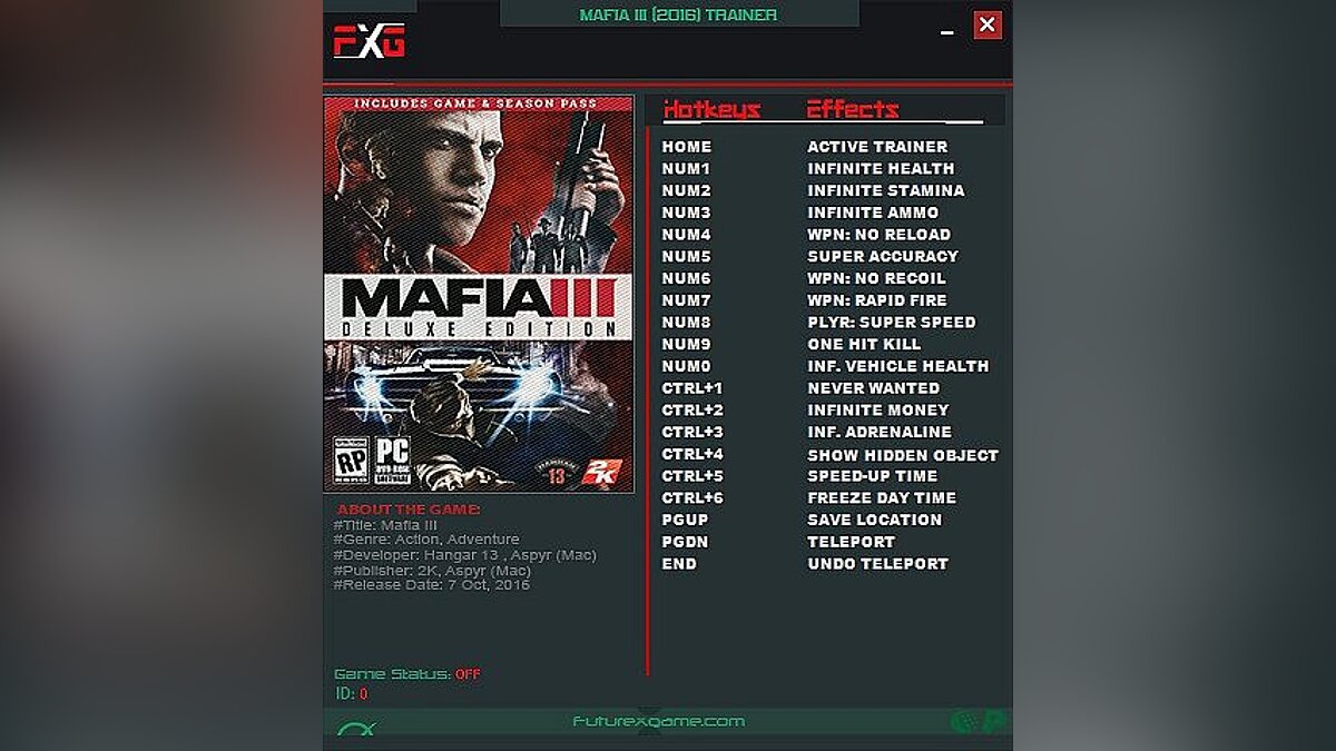 Mafia 3: Rivals — Трейнер / Trainer (+17) [1.0 - 1.09] [FutureX]