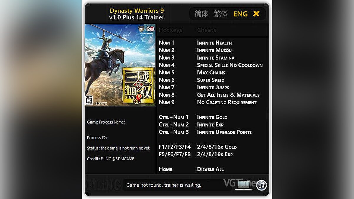 Dynasty Warriors 9 — Трейнер / Trainer (+14) [1.0] [FLiNG] / Трейнеры / Читы