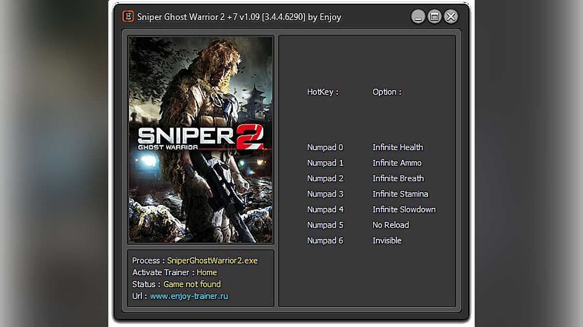 Sniper: Ghost Warrior 2 — Трейнер / Trainer (+7) [1.09: 3.4.4.6290] [Enjoy]