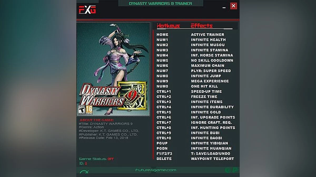 Dynasty Warriors 9 — Трейнер / Trainer (+24) [1.0 - 1.01] [FutureX]