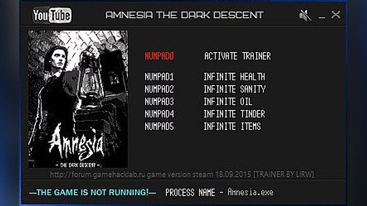 Amnesia: The Dark Descent — Трейнер / Trainer (+6) [Latest Steam] [LIRW / GHL]