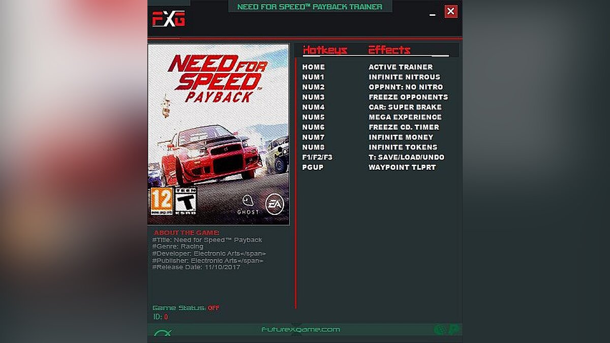 Need for Speed Payback — Трейнер / Trainer (+10) [1.0.51.15364] [FutureX]