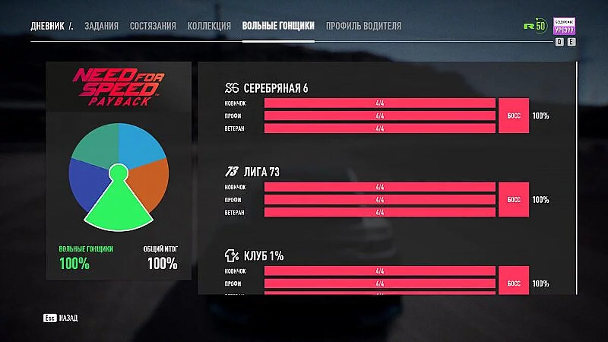 Need for Speed Payback — Сохранение / SaveGame (Игра пройдена на 100%. Всё открыто и собрано)