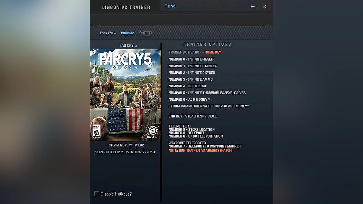 Far Cry 5 — Трейнер / Trainer (+10) [1.02] [LinGon]