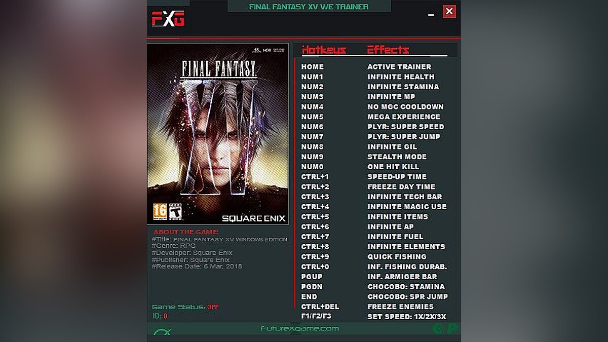 Final Fantasy XV — Трейнер / Trainer (+25) [1.0 build-1138403] [FutureX]