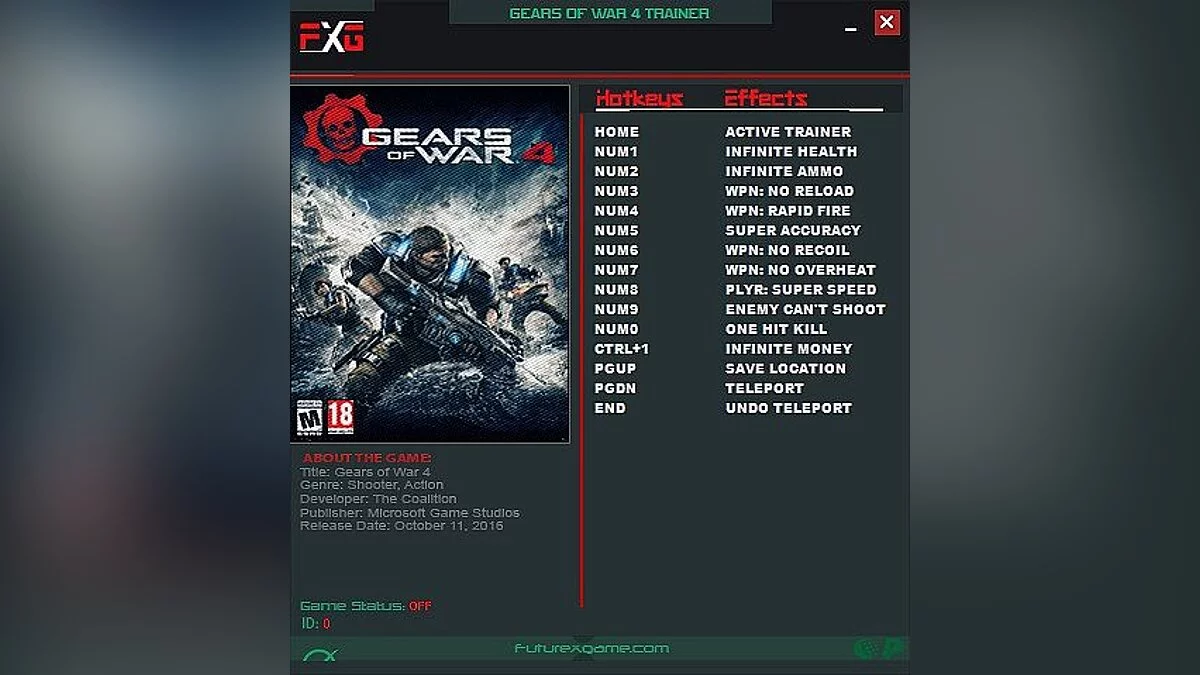 Gears of War 4 — Трейнер / Trainer (+12) [12.0.0.2] [FutureX]