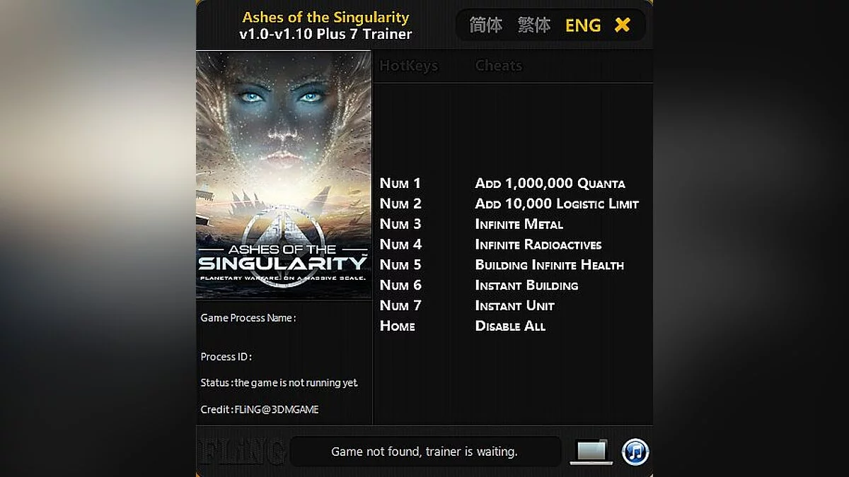 Ashes of the Singularity — Трейнер / Trainer (+7) [1.0-1.10] [FLiNG]