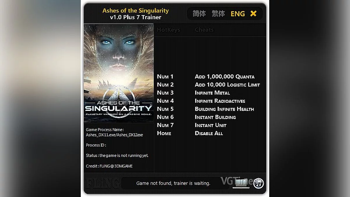 Ashes of the Singularity — Трейнер / Trainer (+7) [1.0] [FLiNG]