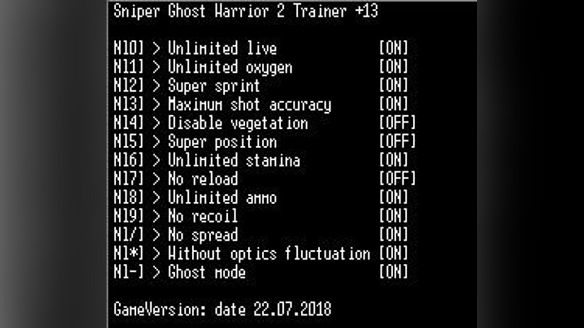 Sniper: Ghost Warrior 2 — Трейнер / Trainer (+10) [Steam] [LIRW / GHL] - Updated: 23.07.2018