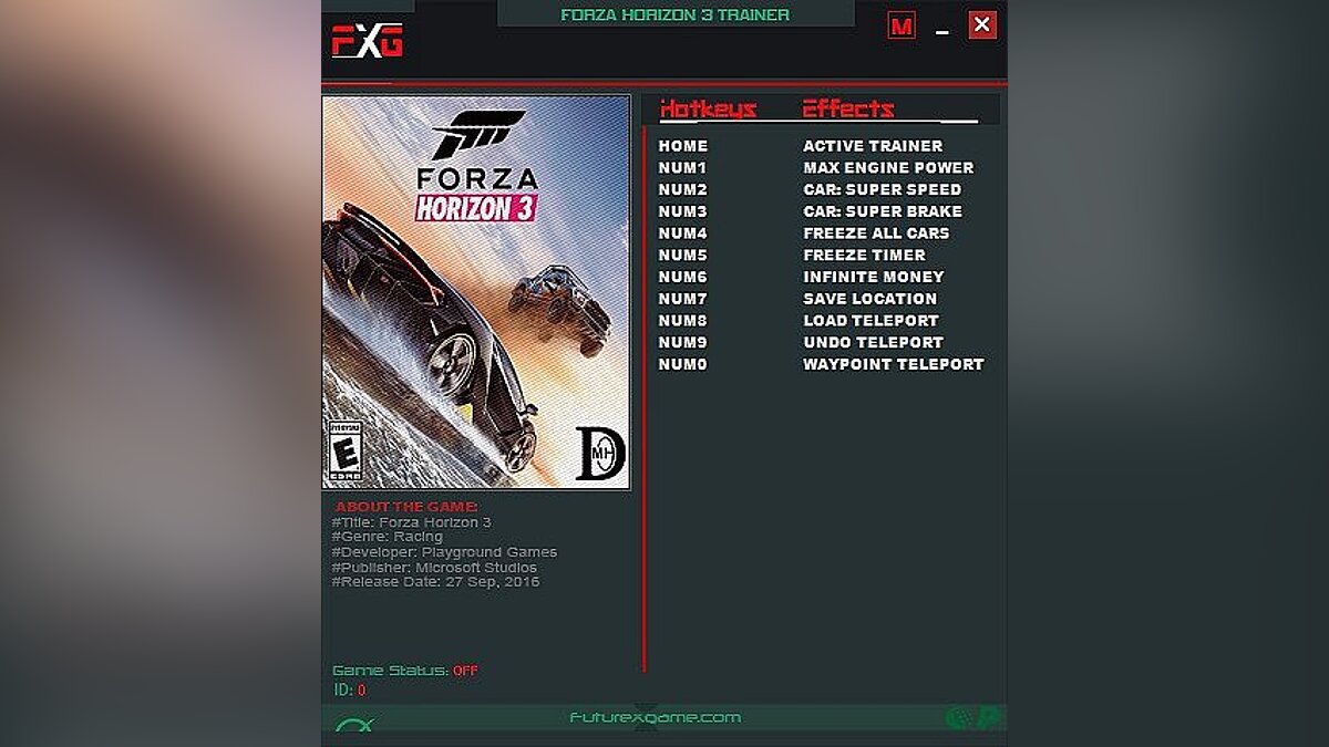 Forza Horizon 3 — Трейнер / Trainer (+10) [v1.0.119.1002] [FutureX]