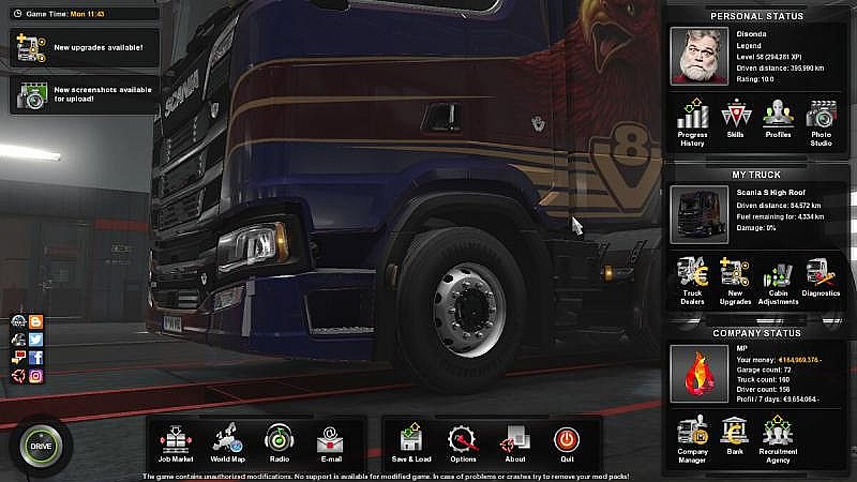 Euro Truck Simulator 2 — Сохранение / SaveGame (Открыто 100% карты без DLC)  / Сохранения / Читы