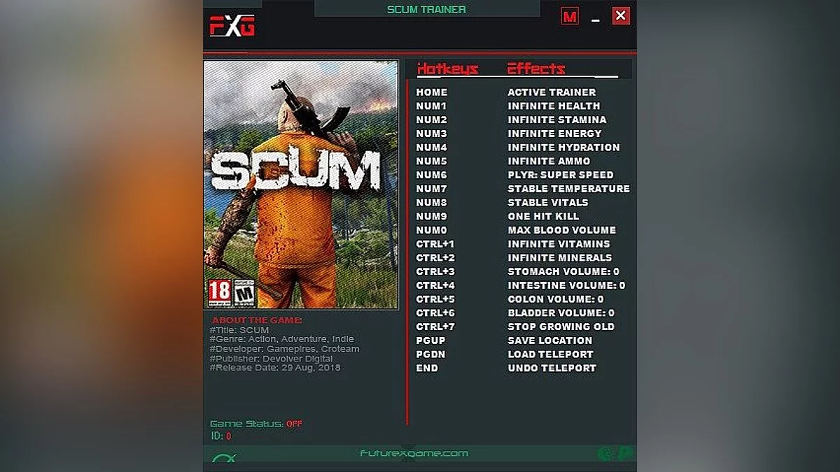 SCUM — Трейнер / Trainer (+18) [0.1.16.8223] [FutureX]