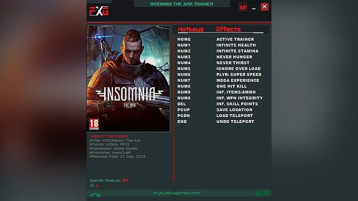 INSOMNIA: The Ark — Трейнер/Trainer (+12) [1.0] [FutureX]