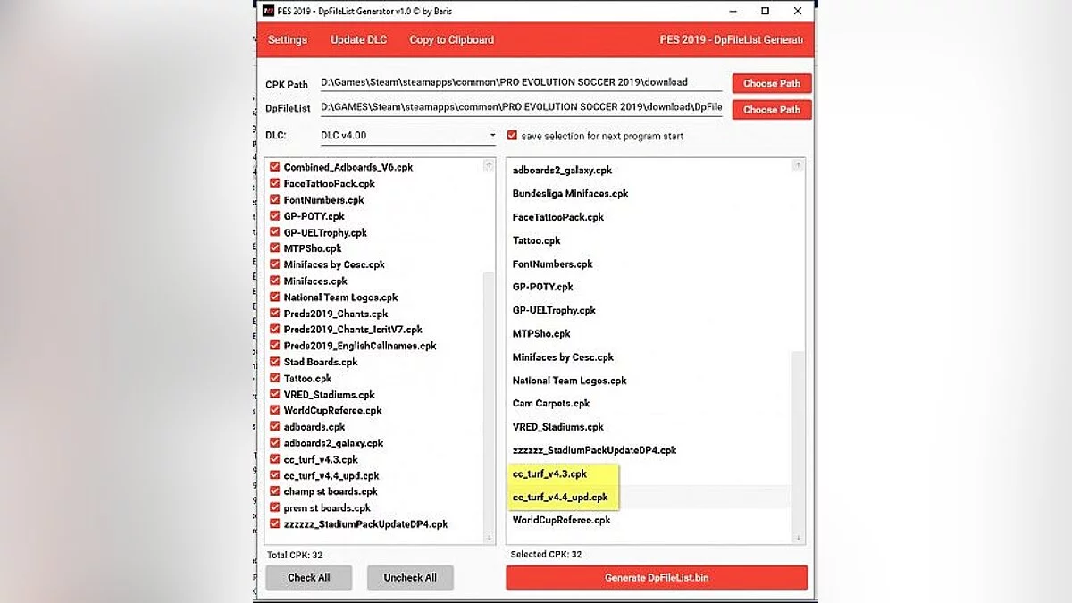 Pro Evolution Soccer 2019 — Обновленные текстуры для газонов (Enhanced Turf Pack) [4.4]