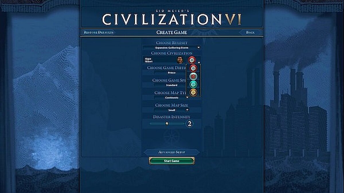Sid Meier&#039;s Civilization 6 — Новый экран выбора цивилизации с выбором цвета
