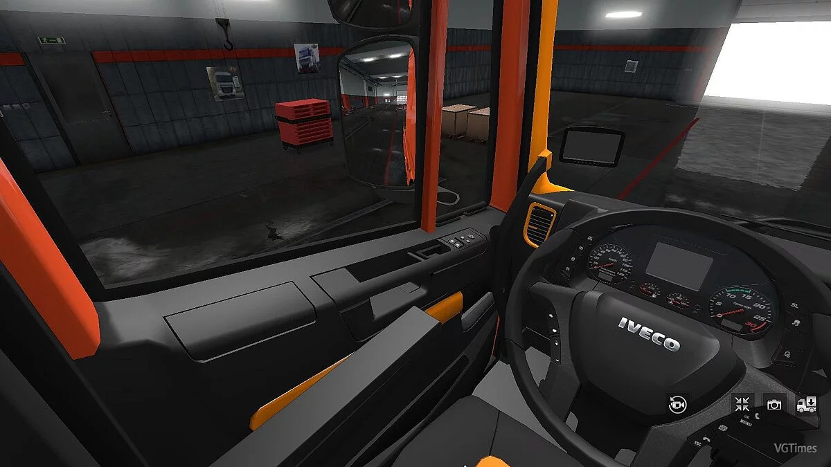 Euro Truck Simulator 2 — Black Orange Interior для Iveco Hi-Way [1.0] (v1.28.x - 1.34.x)