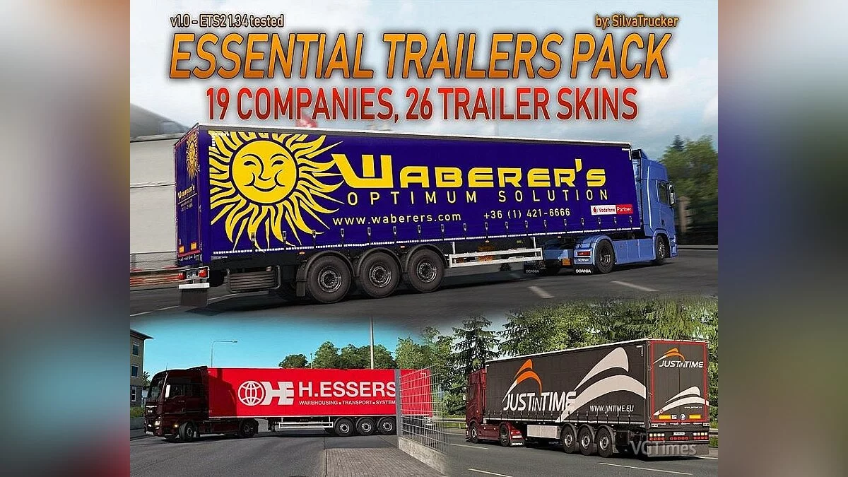 Euro Truck Simulator 2 — Пак скинов для стоковых прицепов (Essential Trailers Pack) [1.0] (v1.34.x)