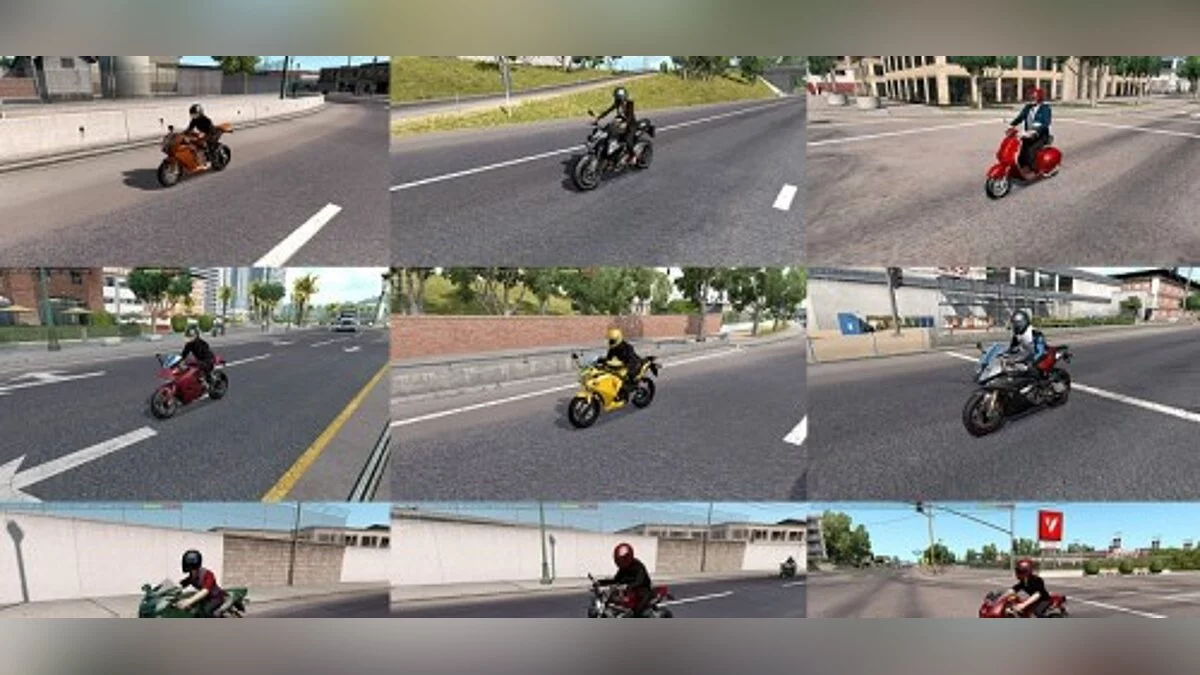 American Truck Simulator — Пак мотоциклов в траффик от Jazzycat [2.7]