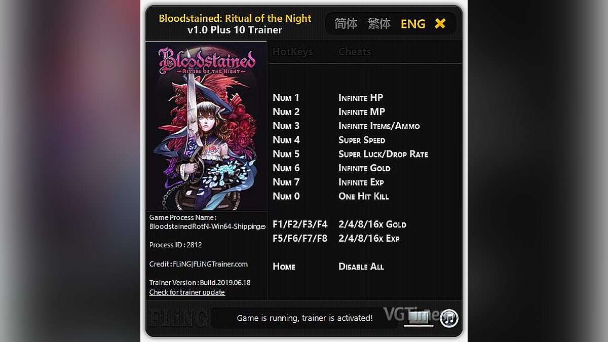 Bloodstained: Ritual of the Night — Трейнер / Trainer (+10) [1.0] [FLiNG]