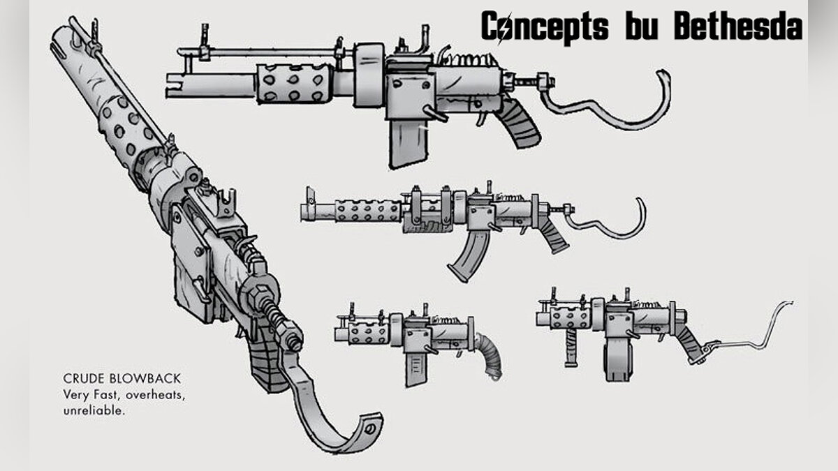 Fallout 4 — Crude Blowback – самодельная винтовка с концепт-артов игры