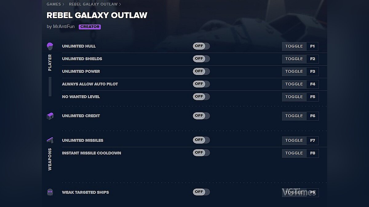 Rebel Galaxy Outlaw — Трейнер (+9) 