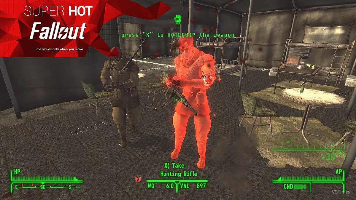 Fallout: New Vegas — SuperHot – время идёт только при вашем движении