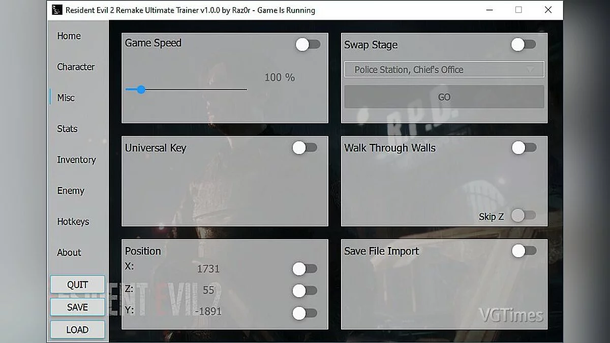 Resident Evil 2 — Редактор геймплея – смена персонажей, камеры, врагов и игрока