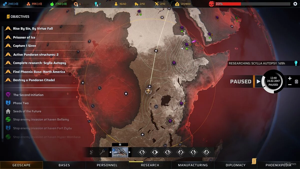 Phoenix Point — Изменение шрифта на глобальной карте