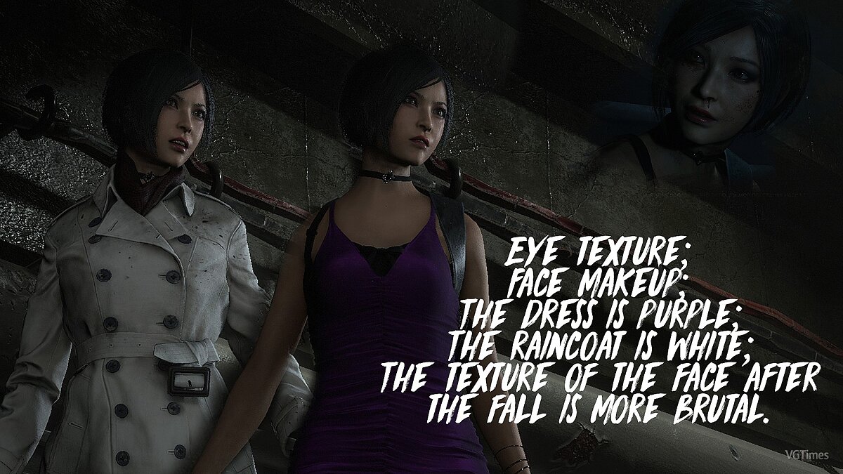 Resident Evil 2 — Новые текстуры лица и фиолетовое платье для Ады Вонг