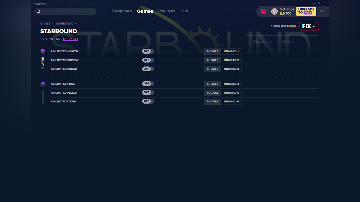 Starbound — Трейнер (+6) от 07.01.20 [WeMod]
