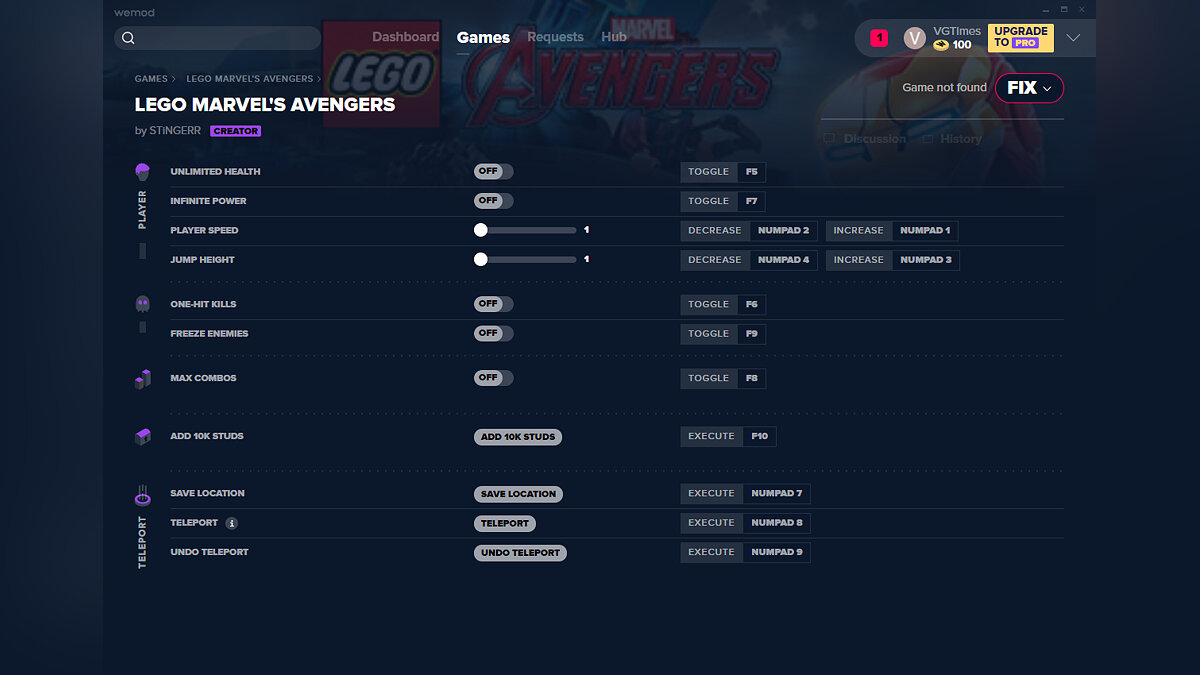 LEGO Marvel&#039;s Avengers — Трейнер (+11) от 19.01.2020 [WeMod]