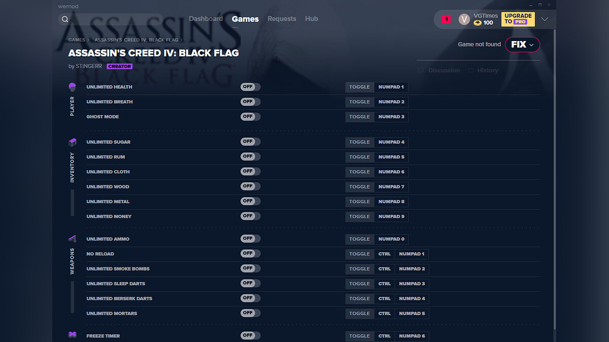 Assassin&#039;s Creed 4: Black Flag — Трейнер (+16) от 21.01.2020 [WeMod]