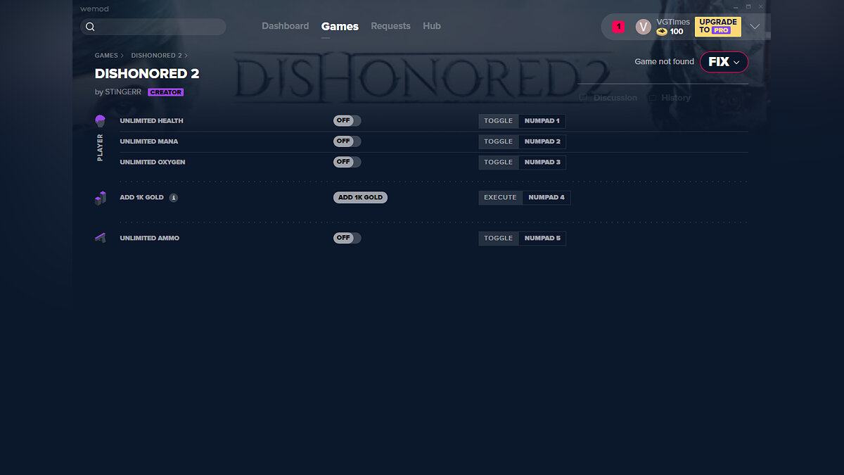 Dishonored 2 — Трейнер (+5) от 28.01.2020 [WeMod]