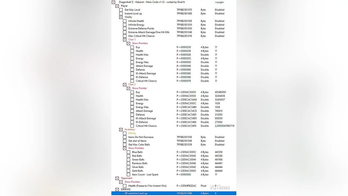Dragon Ball Z: Kakarot — Таблица для Cheat Engine [UPD: 18.01.2020]