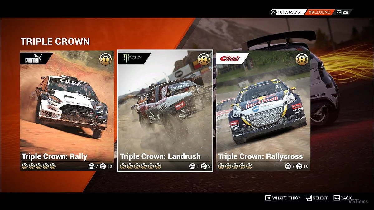 DiRT 4 — Сохранение (100% Пройдено, все на золотые кубки и медали)