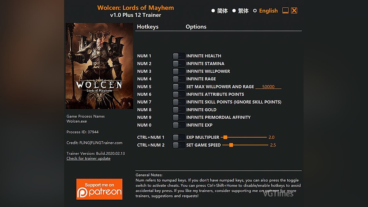 Wolcen: Lords of Mayhem — Трейнер (+12) [1.0]