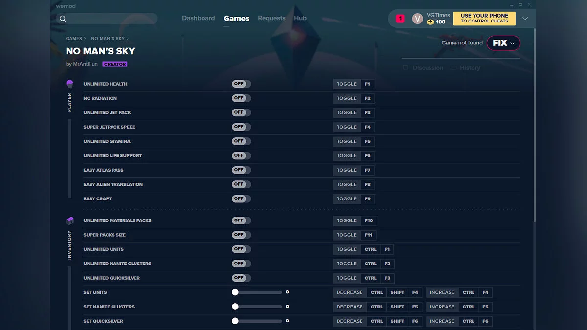 No Man&#039;s Sky — Трейнер (+26) от 24.02.2020 [WeMod]