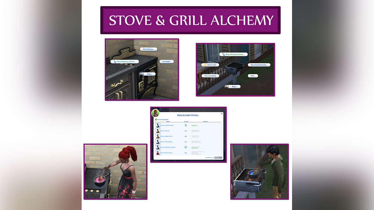 The Sims 4 — Возможность варить магические зелья на плитах и грилях