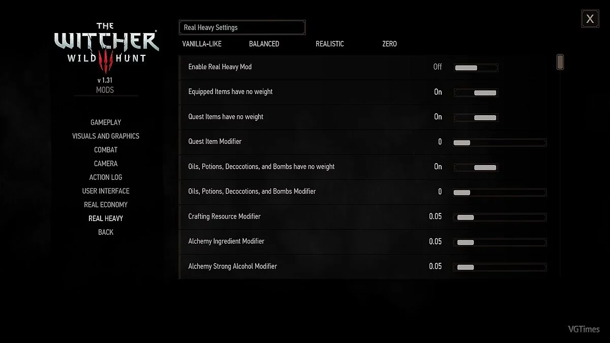 The Witcher 3: Wild Hunt — Настройка веса предметов