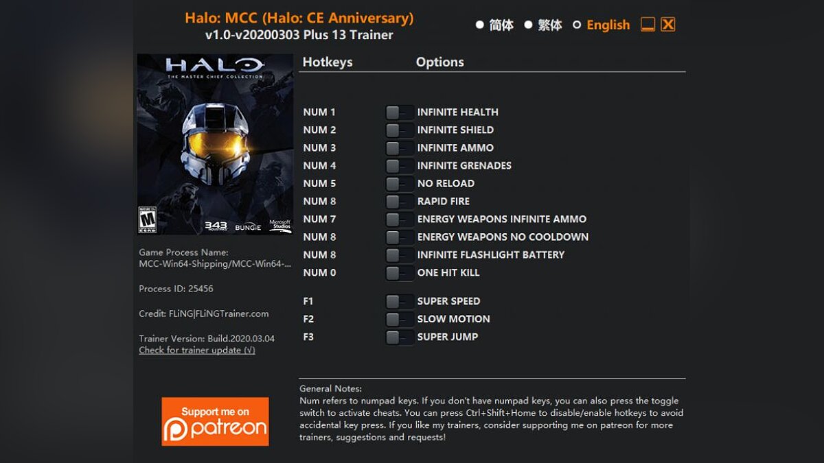 Halo: Combat Evolved Anniversary — Трейнер (+13) [1.0 - UPD: 03.03.2020]